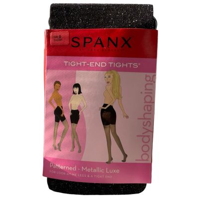 Spanx Pattern-Metallic Luxe Tight-End Tights Size D In Black/Silver